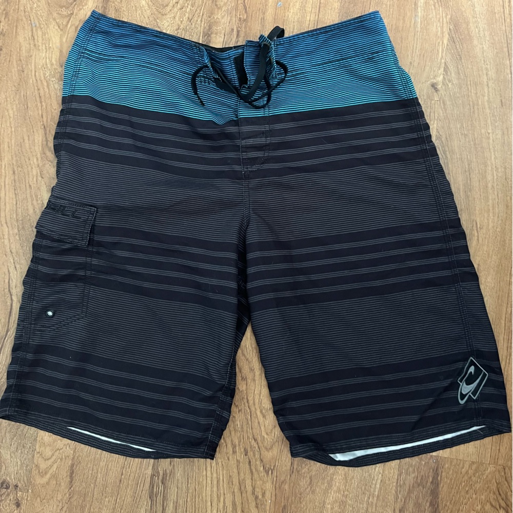 O'Neill Men's Black and Teal Board Shorts